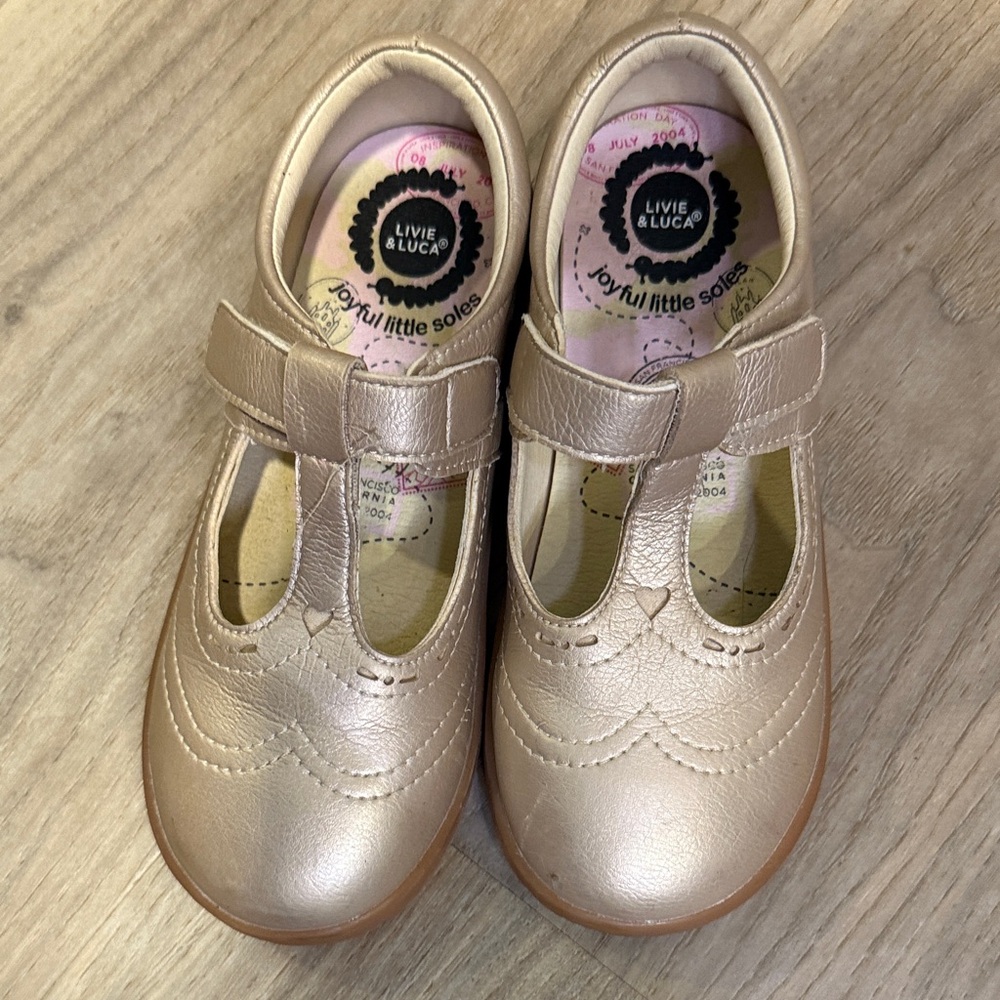 Livie & Luca Shimmering Gold Kids Dress Shoes